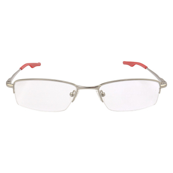 Armação de Óculos Retangular Meio Aro Wingback Prata e Vermelho